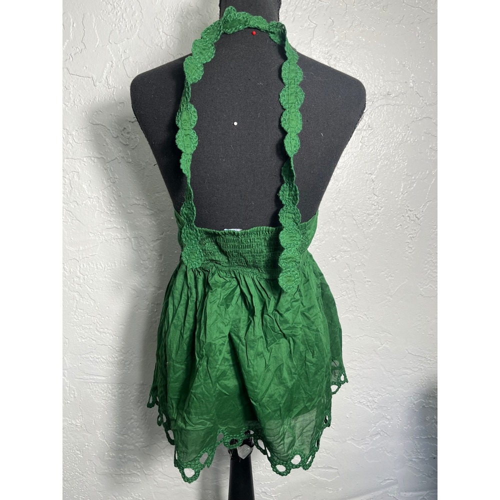 Moda International Green Y2K Boho Halter Babydoll Tunic Top Size S - Picture 3 of 7